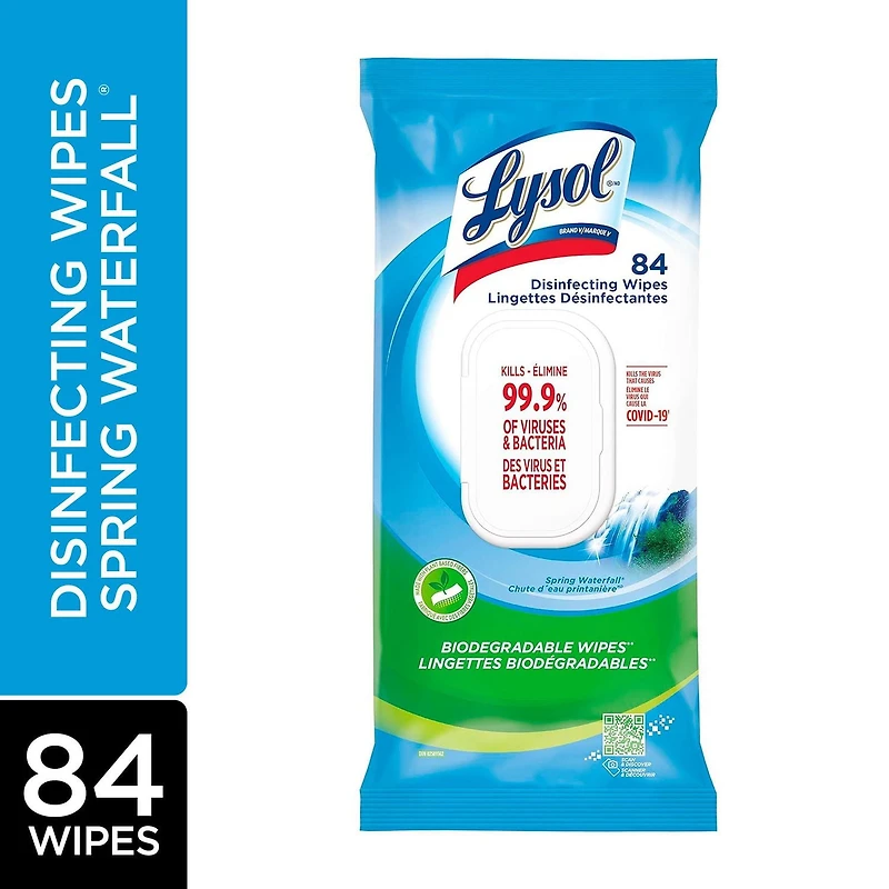 LYSOL® DISINFECTING WIPES Flat Pack, Spring Waterfall, 84 ct, 84 Count