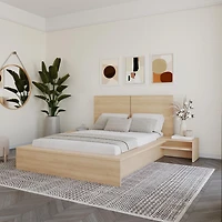 Ensemble de chambre à coucher Marcy 4 pièces avec lit, tête lit et 2 chevets flottants panneaux d'extension