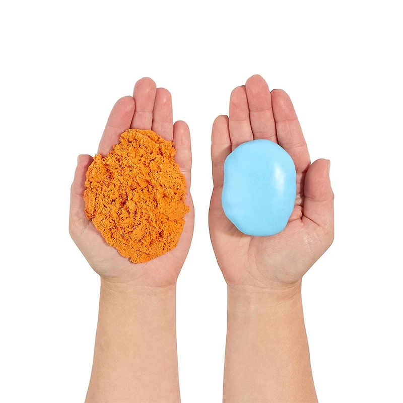 Lot initial de pâte et sable jamais secs Wonder Factory - pâte bleu clair + sable orange - ne sèche jamais, est sans gluten