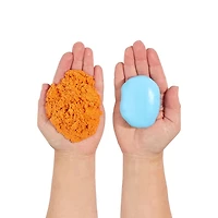 Lot initial de pâte et sable jamais secs Wonder Factory  - pâte bleu clair + sable orange - ne sèche jamais, est sans gluten
