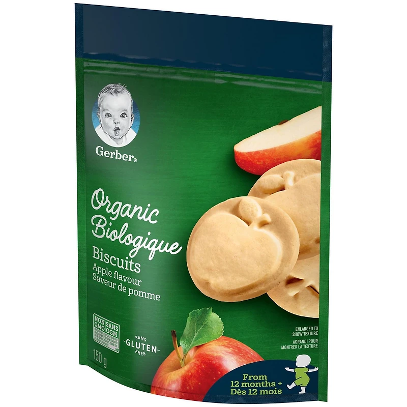 Biscuits GERBER® Bio, coll. pour tout-petits, Saveur pomme 150 g 150 GR