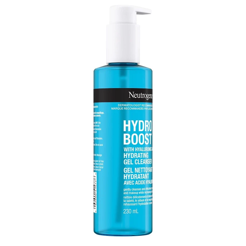 Gel nettoyant hydratant Neutrogena Hydro Boost, Nettoyant pour le visage, Acide hyaluronique, Non comédogène, Sans parabènes 230 ml