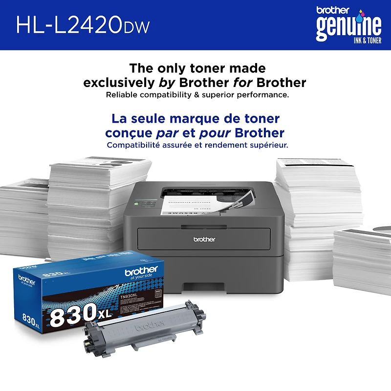 Brother Wireless HL-L2420DW Compact Monochrome Laser Printer, Duplex and Mobile Printing, Refresh Subscription Eligible