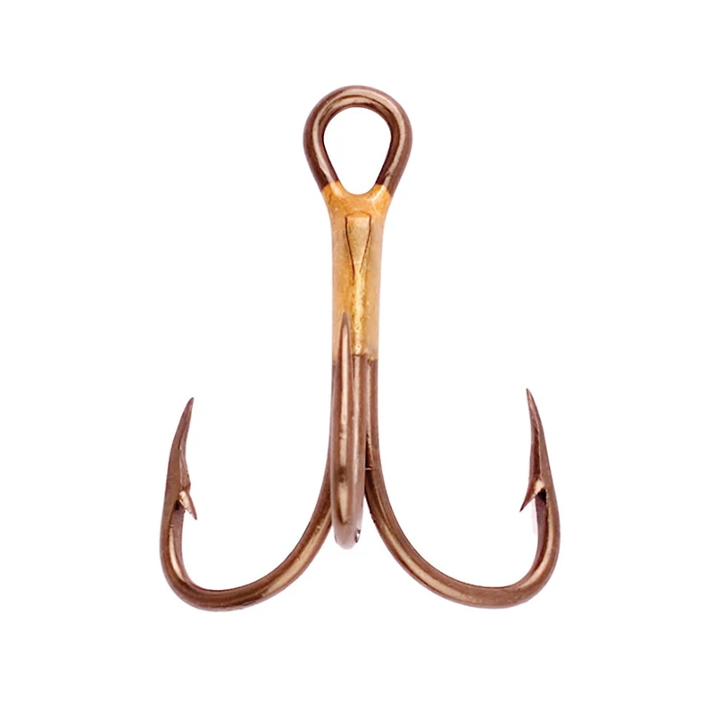Eagle Claw Q374AH-10 2x Strong Treble Hook, regular Shank, Curved Point, bronze, Size 10, 5 Pk, Strong Treble Hook, bronze