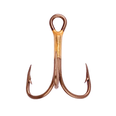 Eagle Claw Q374AH-4 2x Strong Treble Hook, regular Shank, Curved Point, bronze, Size 4, 5 Pk, Strong Treble Hook, bronze