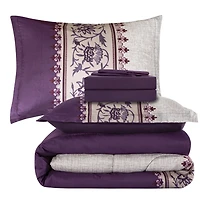 Marina Decoration Ultra Soft Luxury Fluffy Goose Down Alternative Bed in a Bag Rich Printed Comforter Set Includes Sheet Set