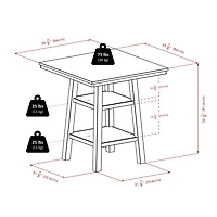 Winsome Orlando 5-Piece Set High Table, 2 Shelves with 4 V-Back Counter Stools - 94554