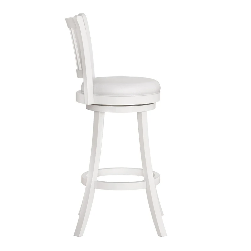 Lot de 2 tabourets de bar pivotants d'intérieur CorLiving Winston blancs avec assise en similicuir et dossier haut à lattes verticales