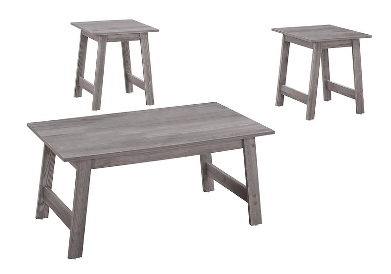 Monarch Specialties Ensemble De Table, Ensemble 3pcs, Café, Bout, Côté, Accent, Salon, Stratifié, Gris, Transitionnel