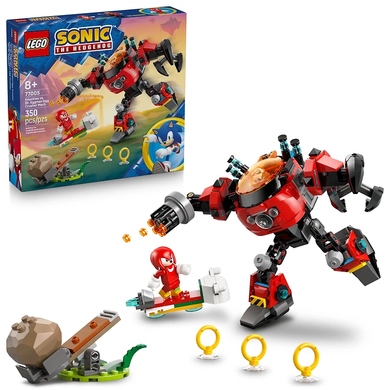LEGO Sonic the Hedgehog Knuckles vs. Dr. Eggman Egg Crusher Mech Building Toy - Pretend Play Building Blocks W/2 Minifigures for Kids, Ages 8+ - Gift Idea for Boys, Girls, & Any Gaming Fans - 77005, LEGO Knuckles vs. Dr. E 77005