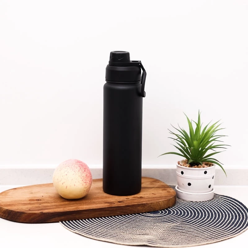 Mainstays 24OZ Bouteille d'eau à double paroi en acier inoxydable noire