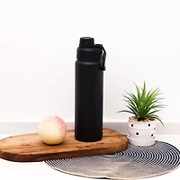Mainstays 24OZ Bouteille d'eau à double paroi en acier inoxydable noire