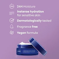 NIVEA crème de nuit apaisante avec FPS 15 24h d'hydratation pour peaux sensibles 50 ml