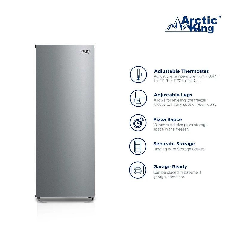 Arctic King 7.0 Cu. Ft. Upright Freezer, Stainless Steel