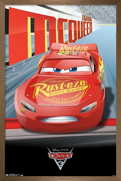Disney Pixar Cars 3 - Lightning Wall Poster, 22.375" x 34" Framed