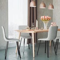 Safdie & Co.  Modern Dining Chair, Light Gray Fabric & Black Metal Legs.