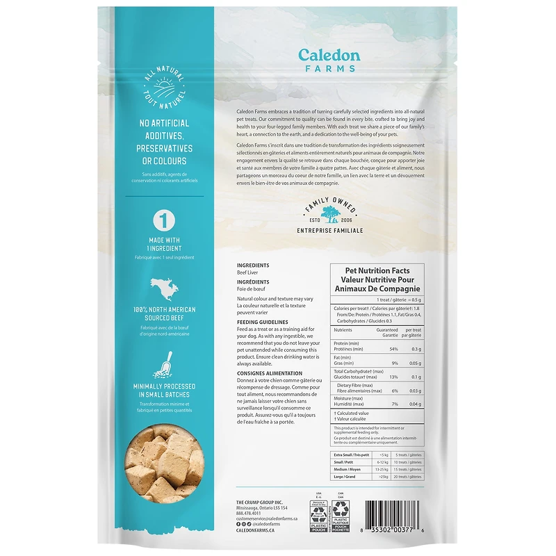 Caledon Farms Bouchées de foie de bœuf, paquet économique de 355 grammes, friandises pour chiens 355g