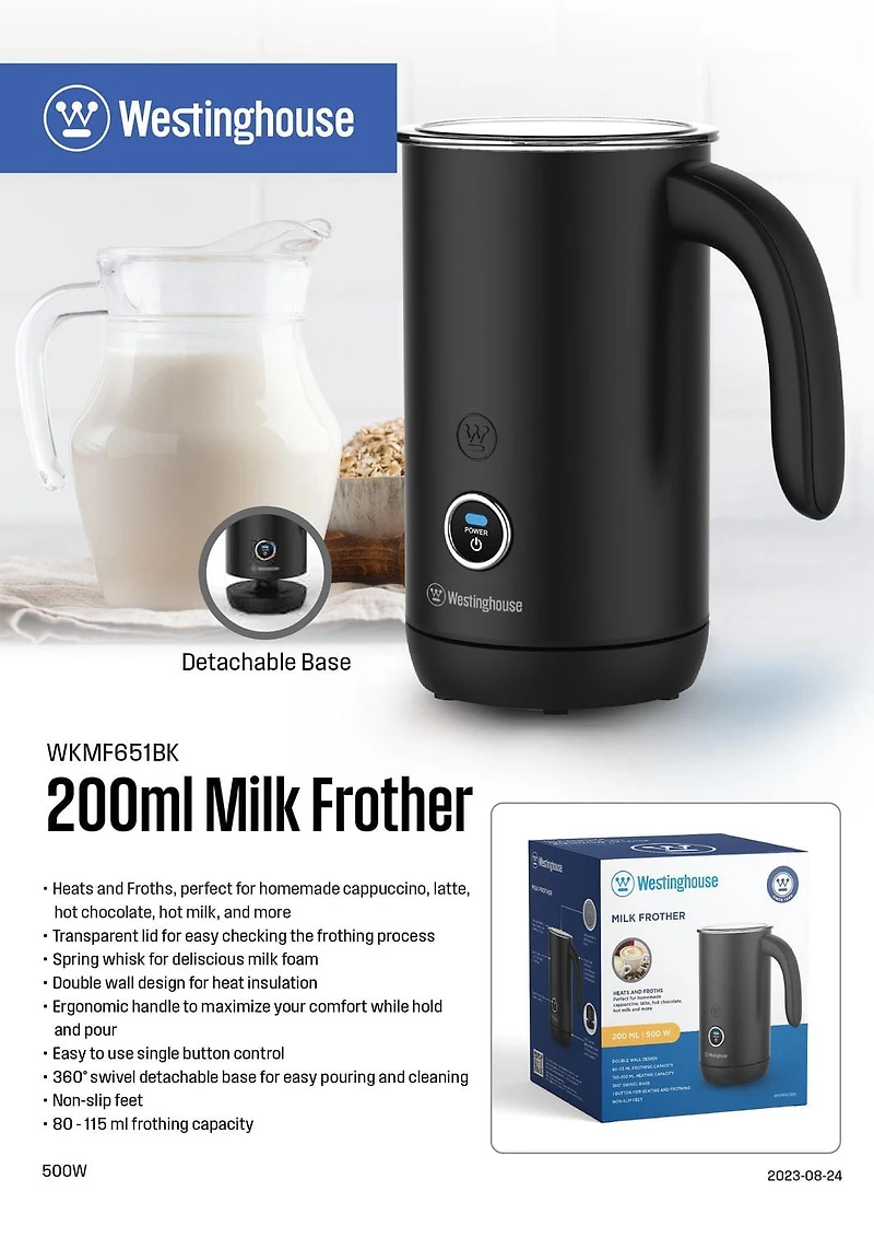 Westinghouse Milk Frother - Black
