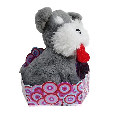 Way To Celebrate Grey Dog Plush in gift box,10.5inch