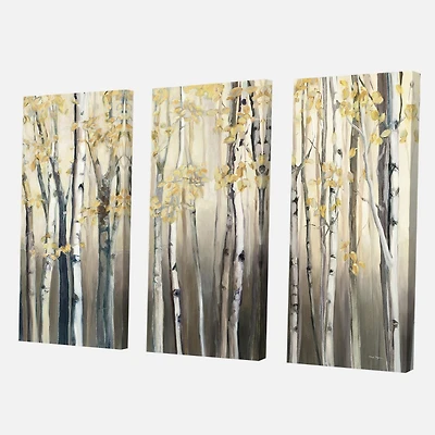 Designart Forêt de bouleaux dorés I Art mural sur toile