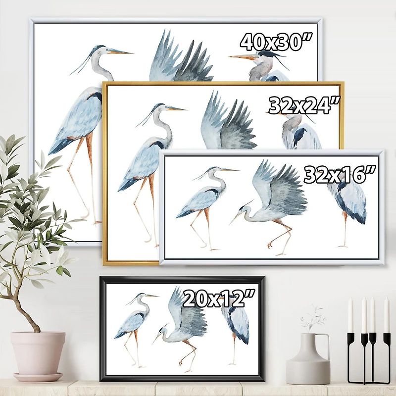 Designart Heron Birds II FLOAT FRAME WALL ART