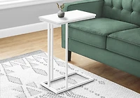 Monarch Specialties Accent Table, C-shaped, End, Side, Snack, Living Room, Bedroom, Metal, Laminate, White, Contemporary, Modern