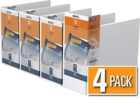 QuickFit® View Binder, Locking D Ring, 4 Pack, 5"
