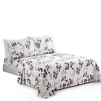 Literie Marina Décoration ultra douce et soyeuse, imprimée, en rayonne de bambou, toutes saisons, 6 pièces, avec taies d'oreiller, motif floral rose pâle