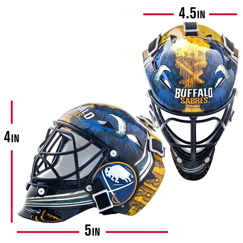Franklin Sports Mini masque de gardien de but de hockey avec logo de l'équipe de la NHL de Sabres avec étui – Masque de gardien de but de collection avec logos et couleurs officiels de la NHL