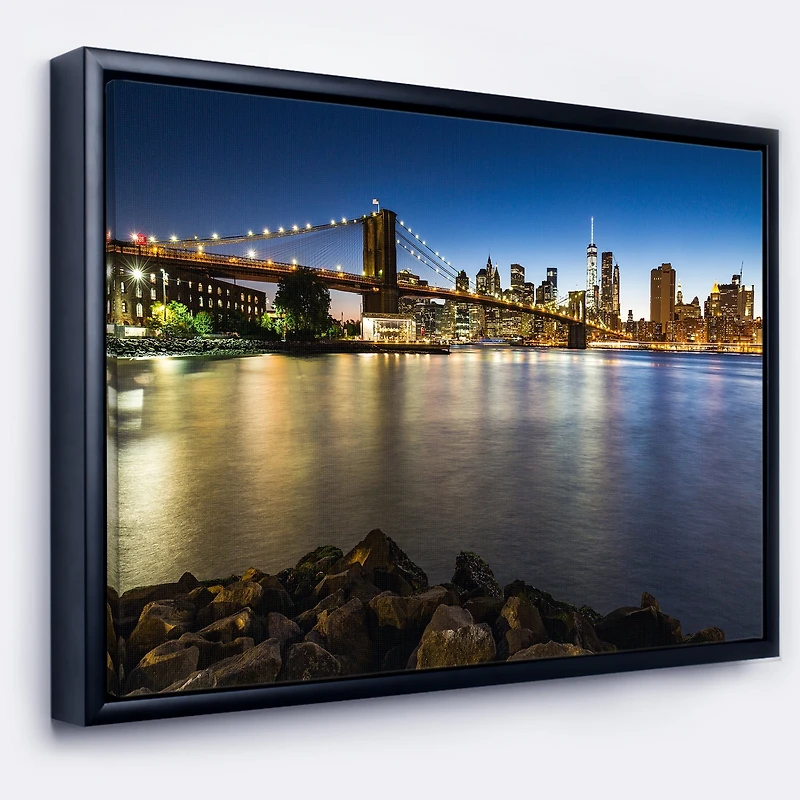 Design Art Vue Éloignée Du Pont De Brooklyn  Sur Toile Encadrée