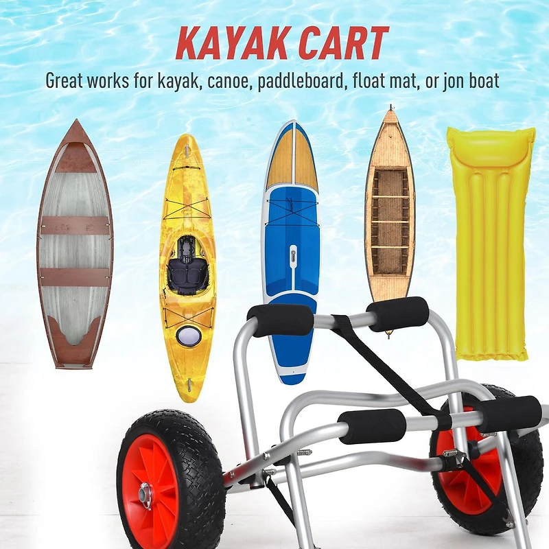 Soozier Kayak Cart Canoe Carrier Trolley Trolley Transport NO-Flat Wheel