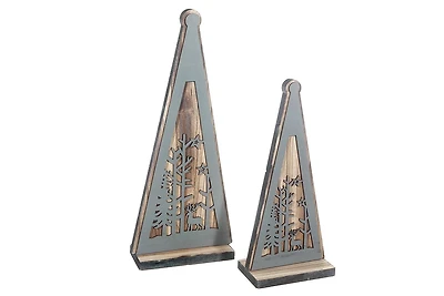 Lot De 2 Décors D'Arbre En Bois Gris