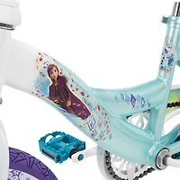 Reines des Neiges de Huffy, 16 pouces, vélos pour les filles avec roues d'entraînement, Blanc étincelant / Bleu cristal 4-6 ans