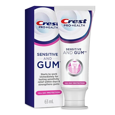 Dentifrice pour dents sensibles Crest Gum and Sensitivity Protection toute la journée 63 mL