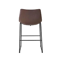 TABOURET LANDON avec cuir PU et structure en acier thermolaqué noir mat ENSEMBLE DE 4