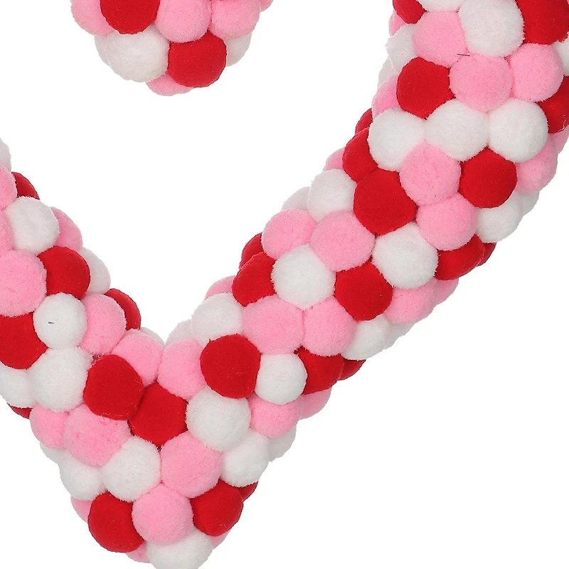 Valentine's day Red, White  Pom Pom Wreath.