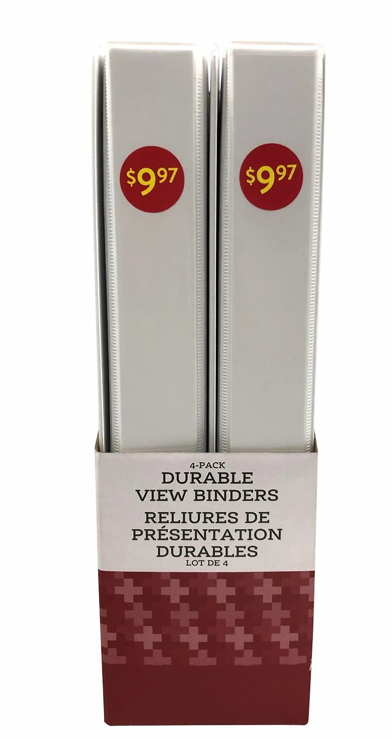 PEN+GEAR 1`` DURABLE VIEW BINDER 4PK