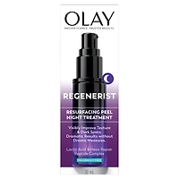 Soin exfoliant de nuit Olay Regenerist avec acide glycolique, soin ravivant et exfoliant, AHA, restructurant, texture lisse, illumine le teint, sérum de nuit léger pour un teint radieux