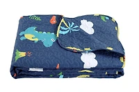 Marina Decoration Rich Printed Stitching Coverlet Bedspread Ultra Soft Summer Bedding Quilt Set with Quilted Sham, Dinosaur Zoo with Navy Blue Pattern