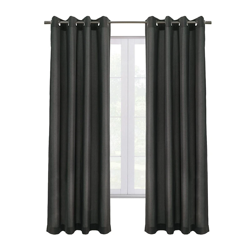 Peru 100% Total Blackout Grommet Curtain Panel Pair by Thermaplus - 52" x 63" in Charcoal