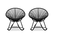 Chaise longue à bascule Costa en noir, chaise longue en fil de fer, chaise longue en plastique, chaise longue de plage, chaise longue d'intérieur et d'extérieur, chaise longue de patio, tissage de ham
