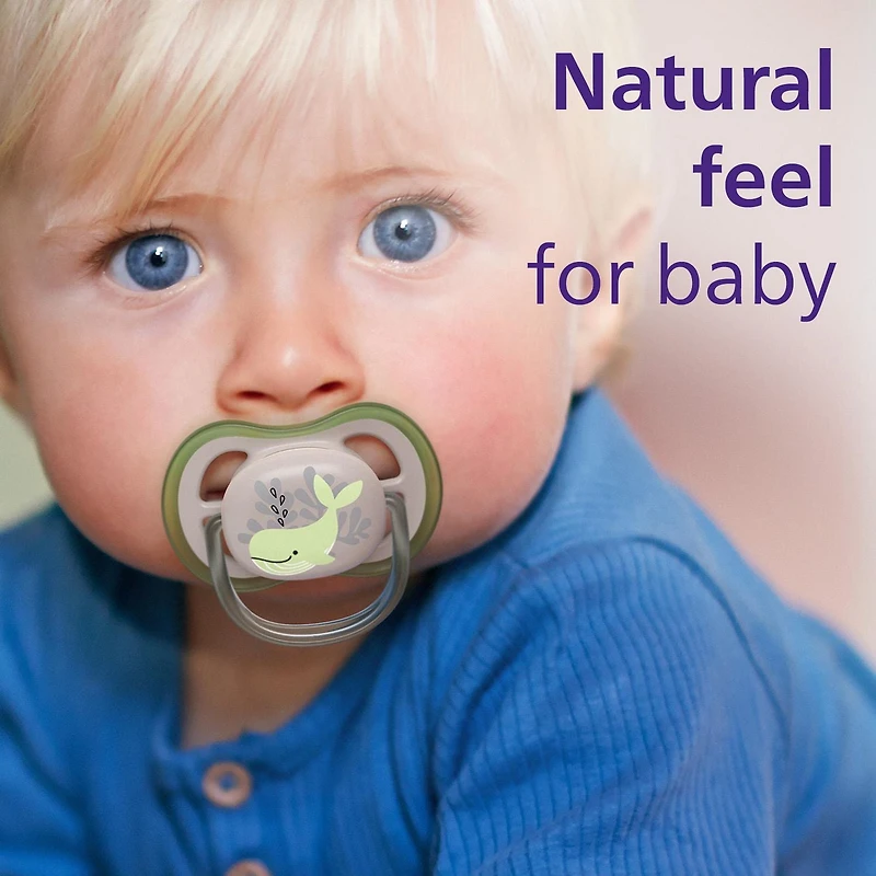 Philips Avent Ultra Air Pacifier 6-18m, orange turtle / green whale, 2 pack, SCF085/60, Avent Ultra Air Pacifier 6-18m turtle whale 2pk