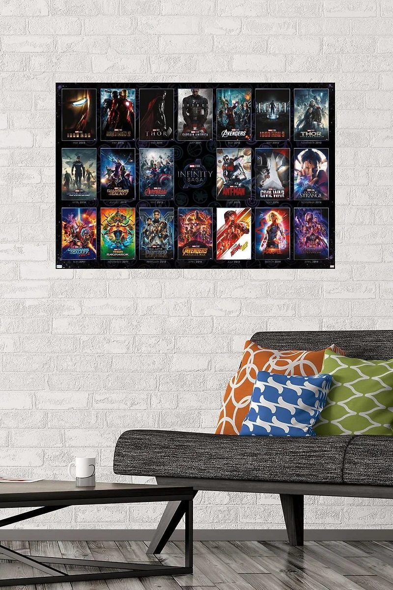Marvel Avengers: The Infinity Saga - One Sheet Grid Wall Poster, 22.375" x 34" Framed