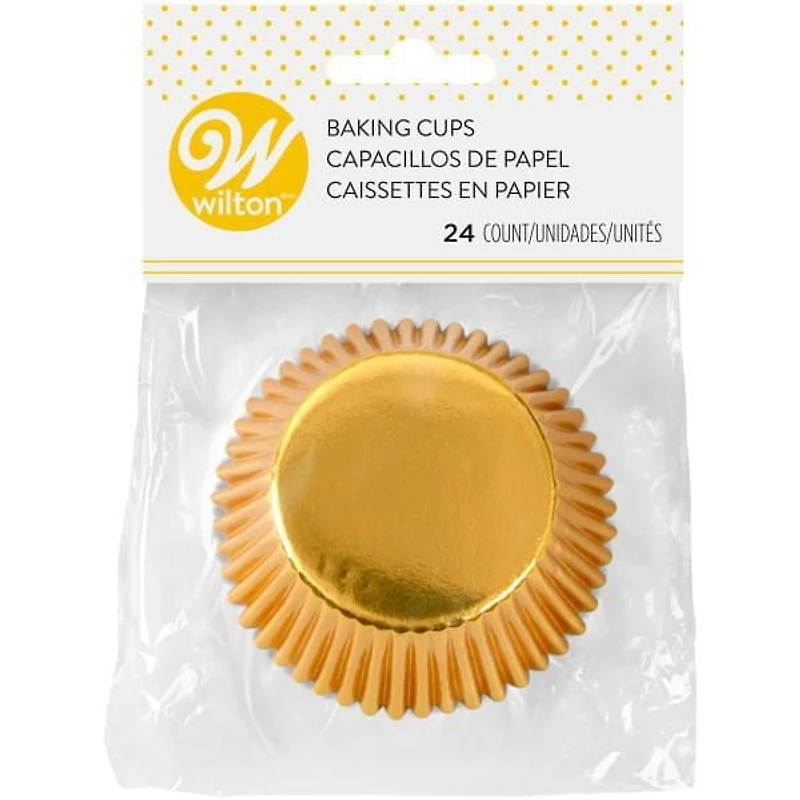 Caissettes pour petits gâteaux, aluminium doré Wilton, 24 unités Caissettes, alu doré, 24 un.