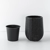 Rolland Large Rattan Planter Black, 20.5"