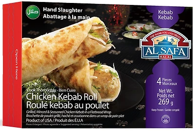 Roule kebab au poulet Al Safa Halal entièrement cuit