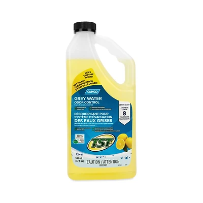 Camco TST RV Grey Water Odor Control – Fresh Lemon Scent, 32-Ounce Bottle (40250), Lemon Scent