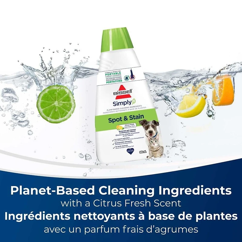BISSELL Simply Spot & Stain PET Formula for Portable Carpet Cleaners, Plant-Based Cleaning Formula