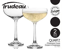 Coupes à champagne Quartz de Trudeau, ensemble de 2 – 180 ml (6 oz), cristallin sans plomb, Verrerie Coupe Quartz