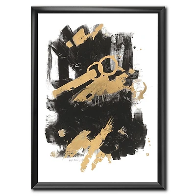 Designart Gold and Black drift I Framed Wall Art